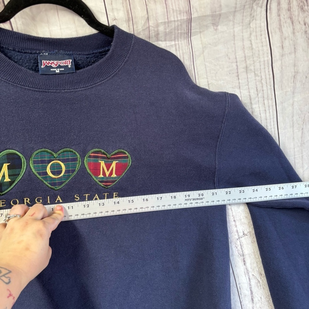 Vintage 90s Jansport Navy Blue Georgia State Mom Sweatshirt Long sleeve M - Picture 6 of 7